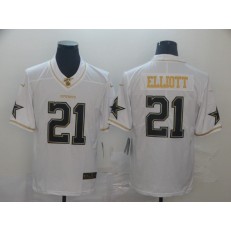 Dallas Cowboys #21 Ezekiel Elliott White Gold Vapor Untouchable Limited Nike NFL Men Jersey