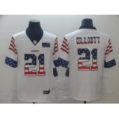 Dallas Cowboys #21 Ezekiel Elliott White USA Flag Fashion Limited Nike NFL Men Jersey