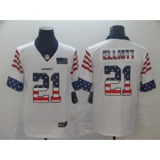 Dallas Cowboys #21 Ezekiel Elliott White USA Flag Fashion Limited Nike NFL Men Jersey
