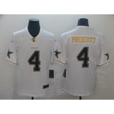 Dallas Cowboys #4 Dak Prescott White Gold Vapor Untouchable Limited Nike NFL Men Jersey
