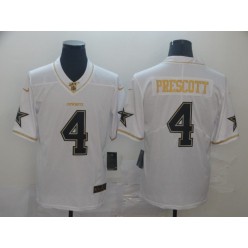 Dallas Cowboys #4 Dak Prescott White Gold Vapor Untouchable Limited Nike NFL Men Jersey