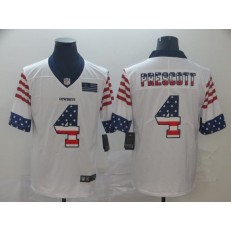 Dallas Cowboys #4 Dak Prescott White USA Flag Fashion Limited Nike NFL Men Jersey