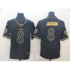 Baltimore Ravens #8 Lamar Jackson Black Gold Throwback Vapor Untouchable Limited Nike NFL Men Jersey