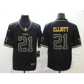 Dallas Cowboys #21 Ezekiel Elliott Black Gold Throwback Vapor Untouchable Limited Nike NFL Men Jersey