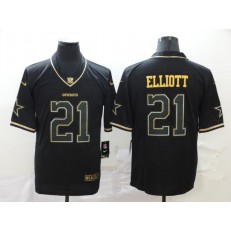 Dallas Cowboys #21 Ezekiel Elliott Black Gold Throwback Vapor Untouchable Limited Nike NFL Men Jersey