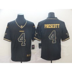 Dallas Cowboys #4 Dak Prescott Black Gold Throwback Vapor Untouchable Limited Nike NFL Men Jersey