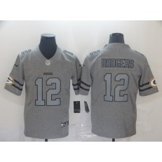Green Bay Packers #12 Aaron Rodgers 2019 Gray Gridiron Gray Vapor Untouchable Limited Nike NFL Men Jersey