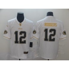 Green Bay Packers #12 Aaron Rodgers White Gold Vapor Untouchable Limited Nike NFL Men Jersey