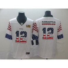 Green Bay Packers #12 Aaron Rodgers White USA Flag Fashion Limited Nike NFL Men Jersey
