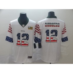 Green Bay Packers #12 Aaron Rodgers White USA Flag Fashion Limited Nike NFL Men Jersey