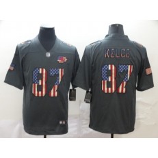 Kansas City Chiefs #87 Travis Kelce 2019 Salute To Service USA Flag Fashion Limited Nike NFL Men Jersey