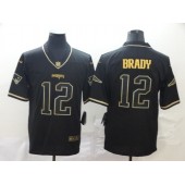New England Patriots #12 Tom Brady Black Gold Throwback Vapor Untouchable Limited Nike NFL Men Jersey
