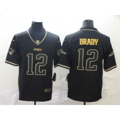 New England Patriots #12 Tom Brady Black Gold Throwback Vapor Untouchable Limited Nike NFL Men Jersey