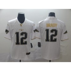 New England Patriots #12 Tom Brady White Gold Vapor Untouchable Limited Nike NFL Men Jersey