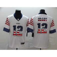 New England Patriots #12 Tom Brady White USA Flag Fashion Limited Nike NFL Men Jersey