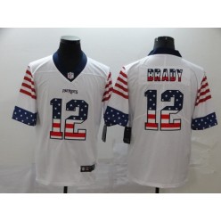 New England Patriots #12 Tom Brady White USA Flag Fashion Limited Nike NFL Men Jersey