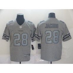 Oakland Raiders #28 Josh Jacobs 2019 Gray Gridiron Gray Vapor Untouchable Limited Nike NFL Men Jersey