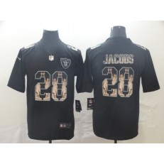Oakland Raiders #28 Josh Jacobs Black Statue Of Liberty Limited Nike NFL Men Jersey