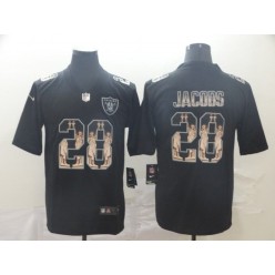 Oakland Raiders #28 Josh Jacobs Black Statue Of Liberty Limited Nike NFL Men Jersey