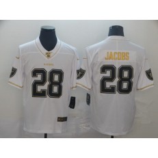 Oakland Raiders #28 Josh Jacobs White Gold Vapor Untouchable Limited Nike NFL Men Jersey