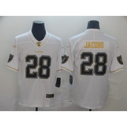 Oakland Raiders #28 Josh Jacobs White Gold Vapor Untouchable Limited Nike NFL Men Jersey