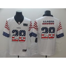 Oakland Raiders #28 Josh Jacobs White USA Flag Fashion Limited Nike NFL Men Jersey