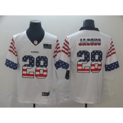 Oakland Raiders #28 Josh Jacobs White USA Flag Fashion Limited Nike NFL Men Jersey