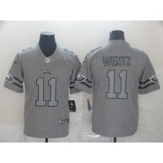 Philadelphia Eagles #11 Carson Wentz 2019 Gray Gridiron Gray Vapor Untouchable Limited Nike NFL Men Jersey