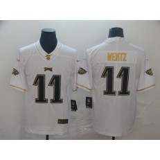 Philadelphia Eagles #11 Carson Wentz White Gold Vapor Untouchable Limited Nike NFL Men Jersey