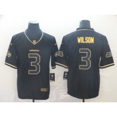 Seattle Seahawks #3 Russell Wilson Black Gold Throwback Vapor Untouchable Limited Nike NFL Men Jersey