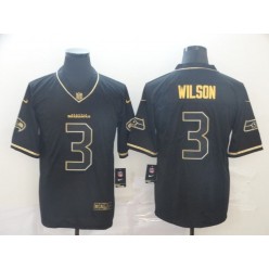 Seattle Seahawks #3 Russell Wilson Black Gold Throwback Vapor Untouchable Limited Nike NFL Men Jersey