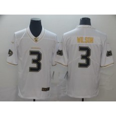 Seattle Seahawks #3 Russell Wilson White Gold Vapor Untouchable Limited Nike NFL Men Jersey