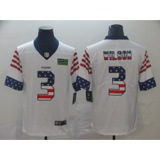 Seattle Seahawks #3 Russell Wilson White USA Flag Fashion Limited Nike NFL Men Jersey