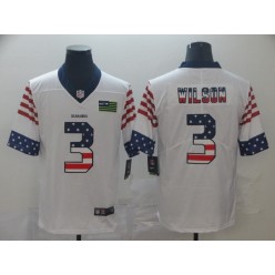 Seattle Seahawks #3 Russell Wilson White USA Flag Fashion Limited Nike NFL Men Jersey