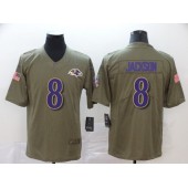 Baltimore Ravens #8 Lamar Jackson 2017 Olive Salute To Service Limited Nike NFL Men Jersey