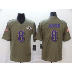 Baltimore Ravens #8 Lamar Jackson 2017 Olive Salute To Service Limited Nike NFL Men Jersey