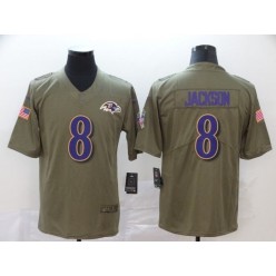 Baltimore Ravens #8 Lamar Jackson 2017 Olive Salute To Service Limited Nike NFL Men Jersey