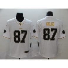 Kansas City Chiefs #87 Travis Kelce White Gold Vapor Untouchable Limited Nike NFL Men Jersey