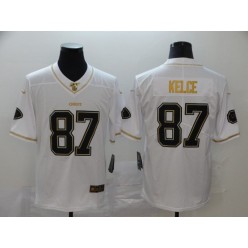 Kansas City Chiefs #87 Travis Kelce White Gold Vapor Untouchable Limited Nike NFL Men Jersey