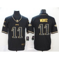 Philadelphia Eagles #11 Carson Wentz Black Gold Throwback Vapor Untouchable Limited Nike NFL Men Jersey