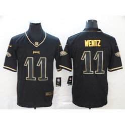 Philadelphia Eagles #11 Carson Wentz Black Gold Throwback Vapor Untouchable Limited Nike NFL Men Jersey