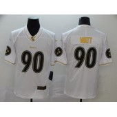 Pittsburgh Steelers #90 T.J. Watt White Gold Vapor Untouchable Limited Nike NFL Men Jersey