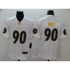 Pittsburgh Steelers #90 T.J. Watt White Gold Vapor Untouchable Limited Nike NFL Men Jersey