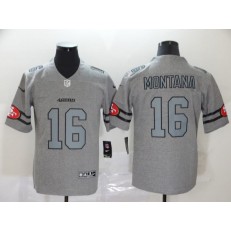 San Francisco 49ers #16 Joe Montana 2019 Gray Gridiron Gray Vapor Untouchable Limited Nike NFL Men Jersey