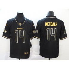 Seattle Seahawks #14 D.K. Metcalf Black Gold Throwback Vapor Untouchable Limited Nike NFL Men Jersey