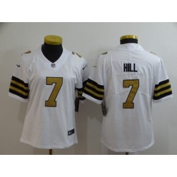 Women Nike New Orleans Saints #7 Taysom Hill White Color Rush Limited Jersey