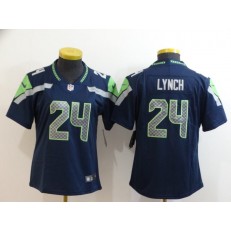 Women Nike Seattle Seahawks #24 Marshawn Lynch Navy Vapor Untouchable Limited Jersey
