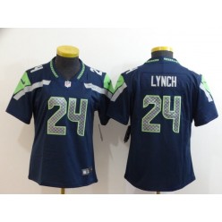 Women Nike Seattle Seahawks #24 Marshawn Lynch Navy Vapor Untouchable Limited Jersey