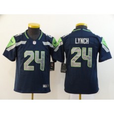 Youth Nike Seattle Seahawks #24 Marshawn Lynch Navy Vapor Untouchable Limited Jersey