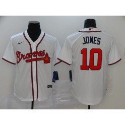 MLB Atlanta Braves #10 Chipper Jones White 2020 Nike Cool Base Jersey